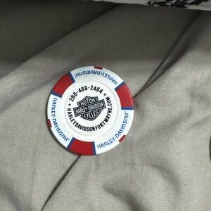 Harley-Davidson Red and White Poker Chip